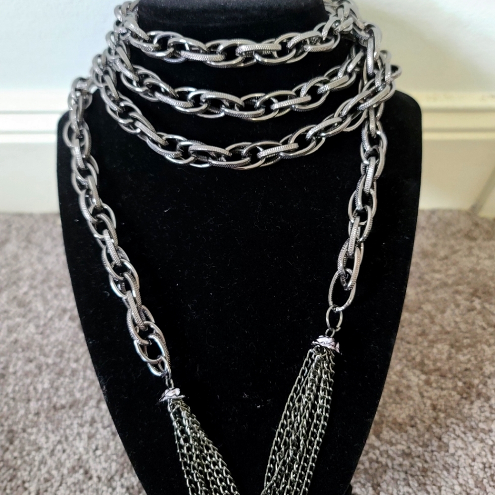Metal chain wrap necklace